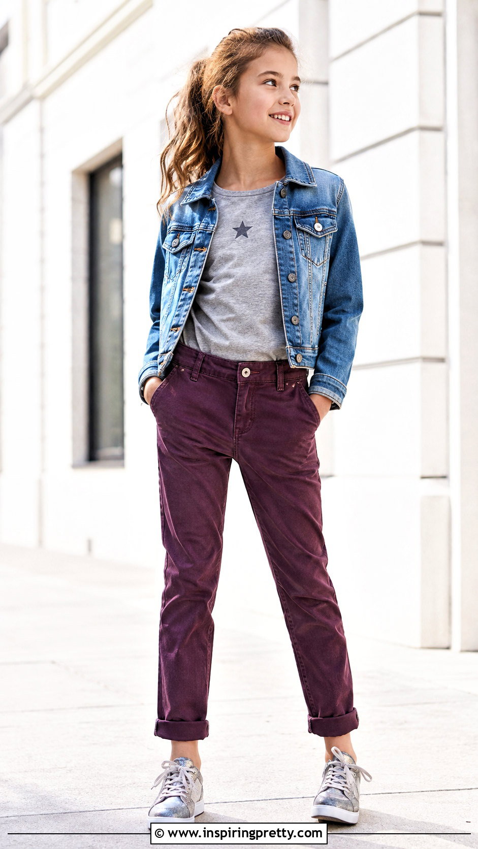 Purple Trousers And Gray T Shirt Outfit - 50 trouser and top for kids