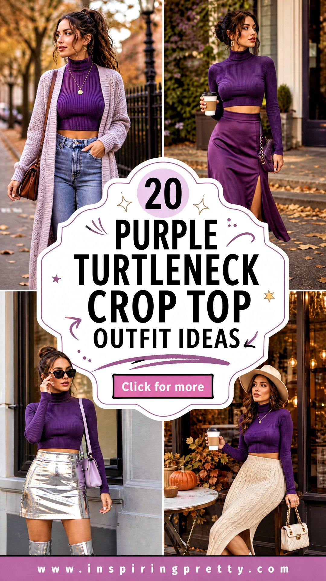 20 Purple Turtleneck Crop Top Outfit Ideas for Sleek Fall Style - 20 Purple Turtleneck Crop Top Outfit Ideas for Sleek Fall Style