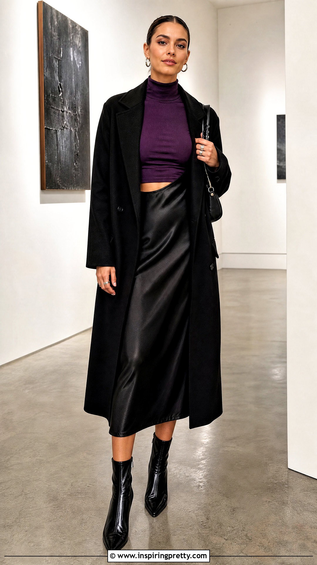 Purple Turtleneck Crop Top Over A Slip Dress - 20 Purple Turtleneck Crop Top outfit ideas