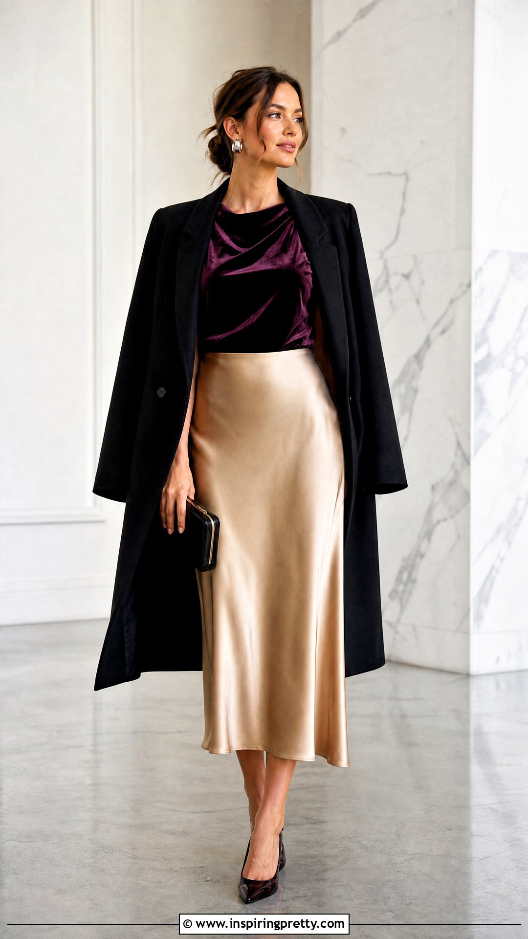 Purple Velvet Top With Satin Skirt - 20 forever 21 velvet top outfit ideas