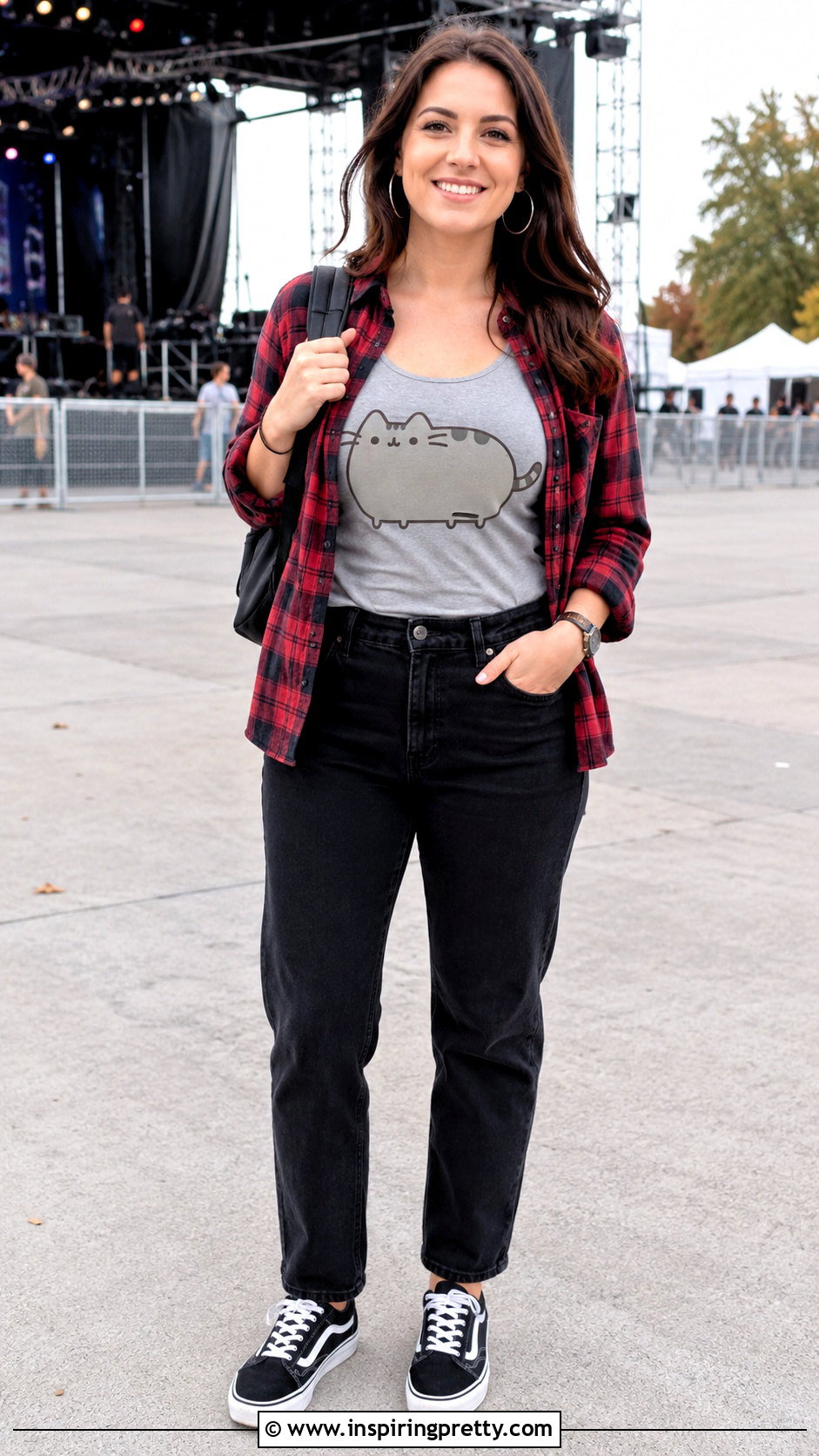 Pusheen Tank Top With Flannel And Black Jeans Outfit - 25 pusheen tank top outfit ideas