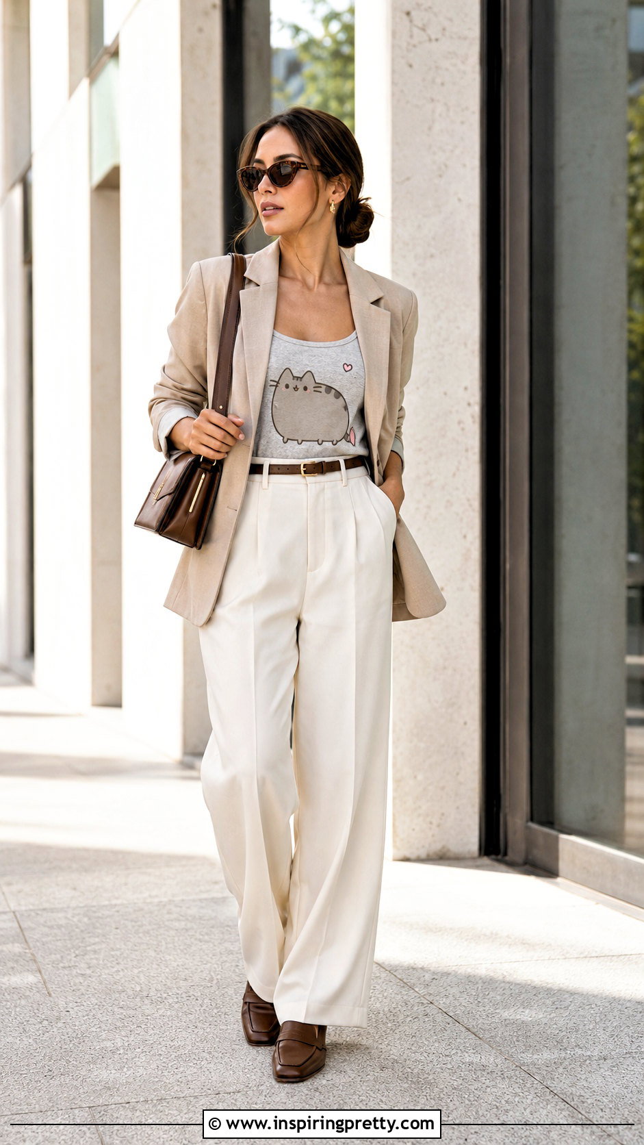 Pusheen Tank Top With Wide Leg Trousers Outfit - 25 pusheen tank top outfit ideas
