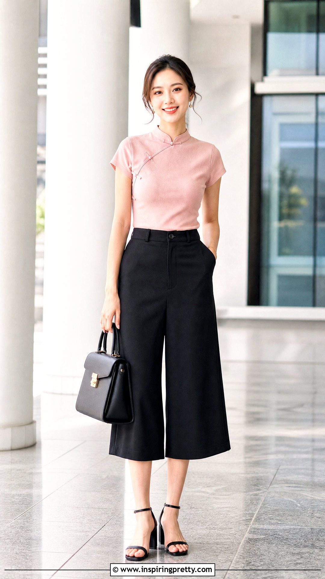 Qipao Collar Top With Culottes - 20 Qipao Collar Top outfit ideas