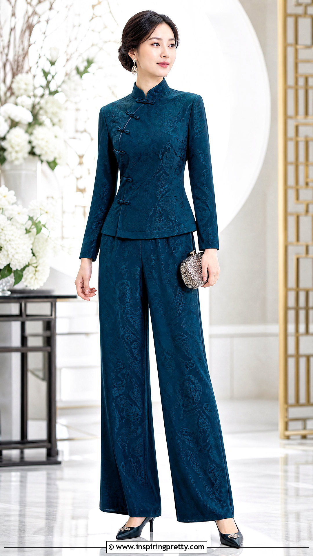 Qipao Collar Top With Matching Trousers - 20 Qipao Collar Top outfit ideas