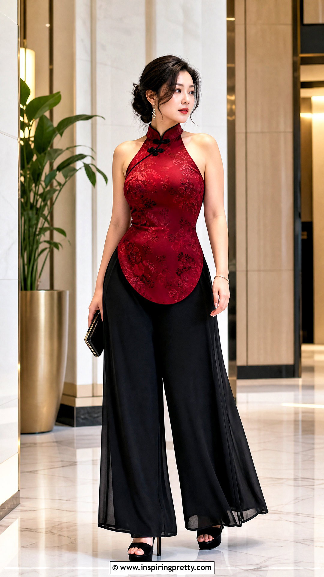 Qipao Halter Top With Palazzo Pants - 25 qipao halter top outfit ideas