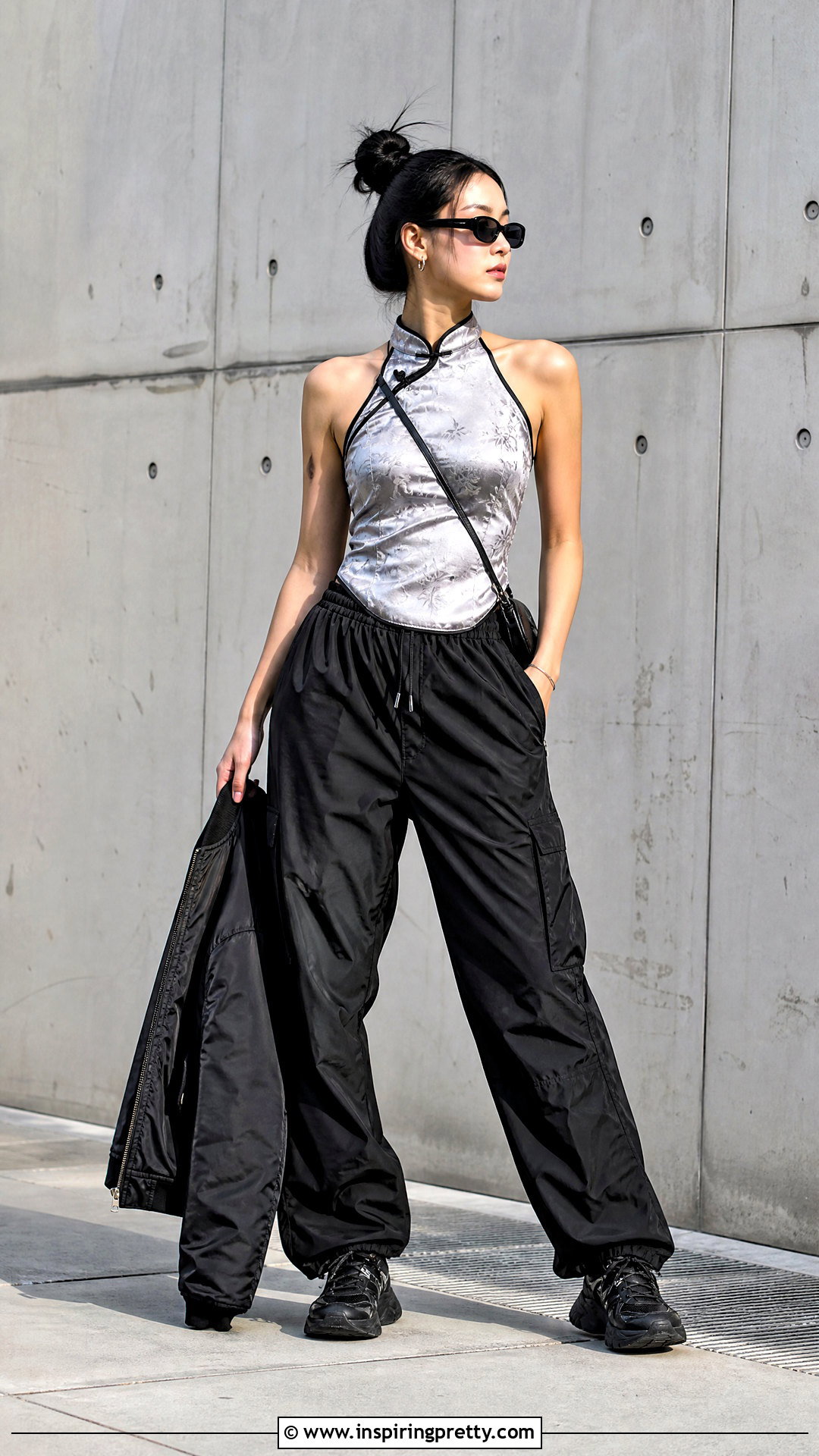 Qipao Halter Top With Parachute Pants - 25 qipao halter top outfit ideas