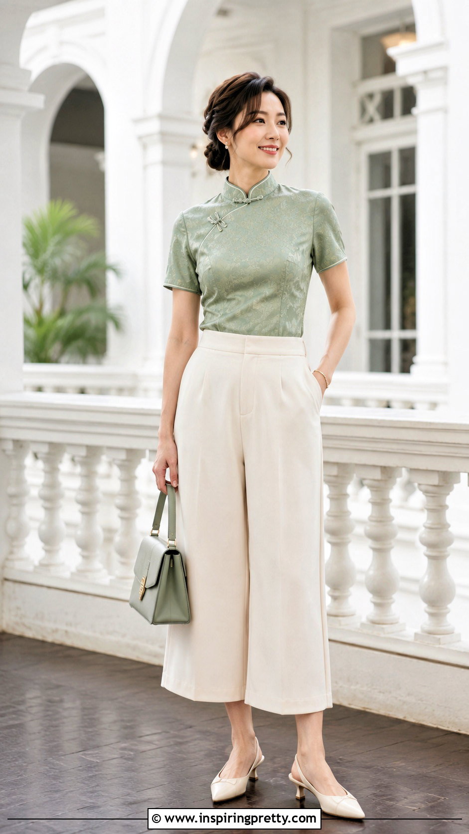 Qipao Top With Culottes - 50 qipao top outfit ideas