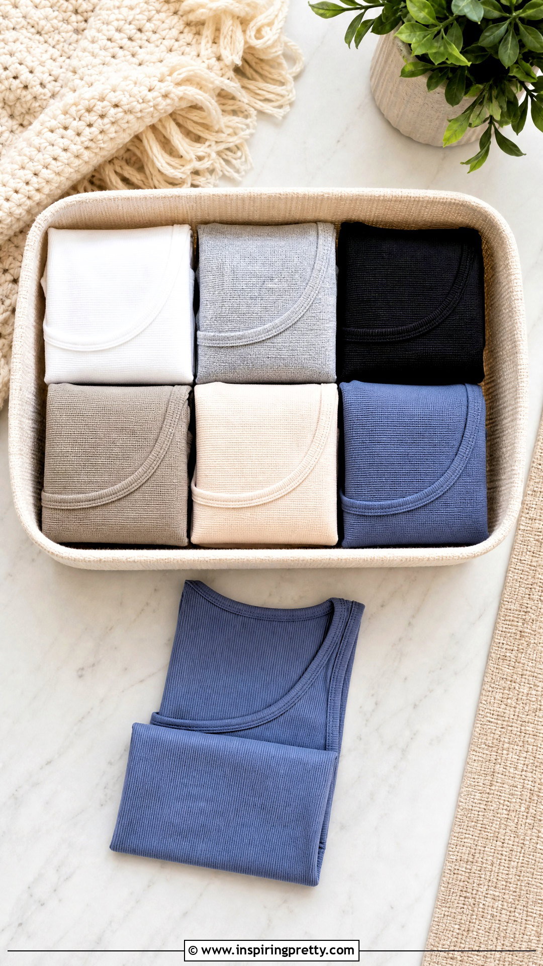 Quarter Fold Tank Top - how to fold tank tops for storage (20 ways)