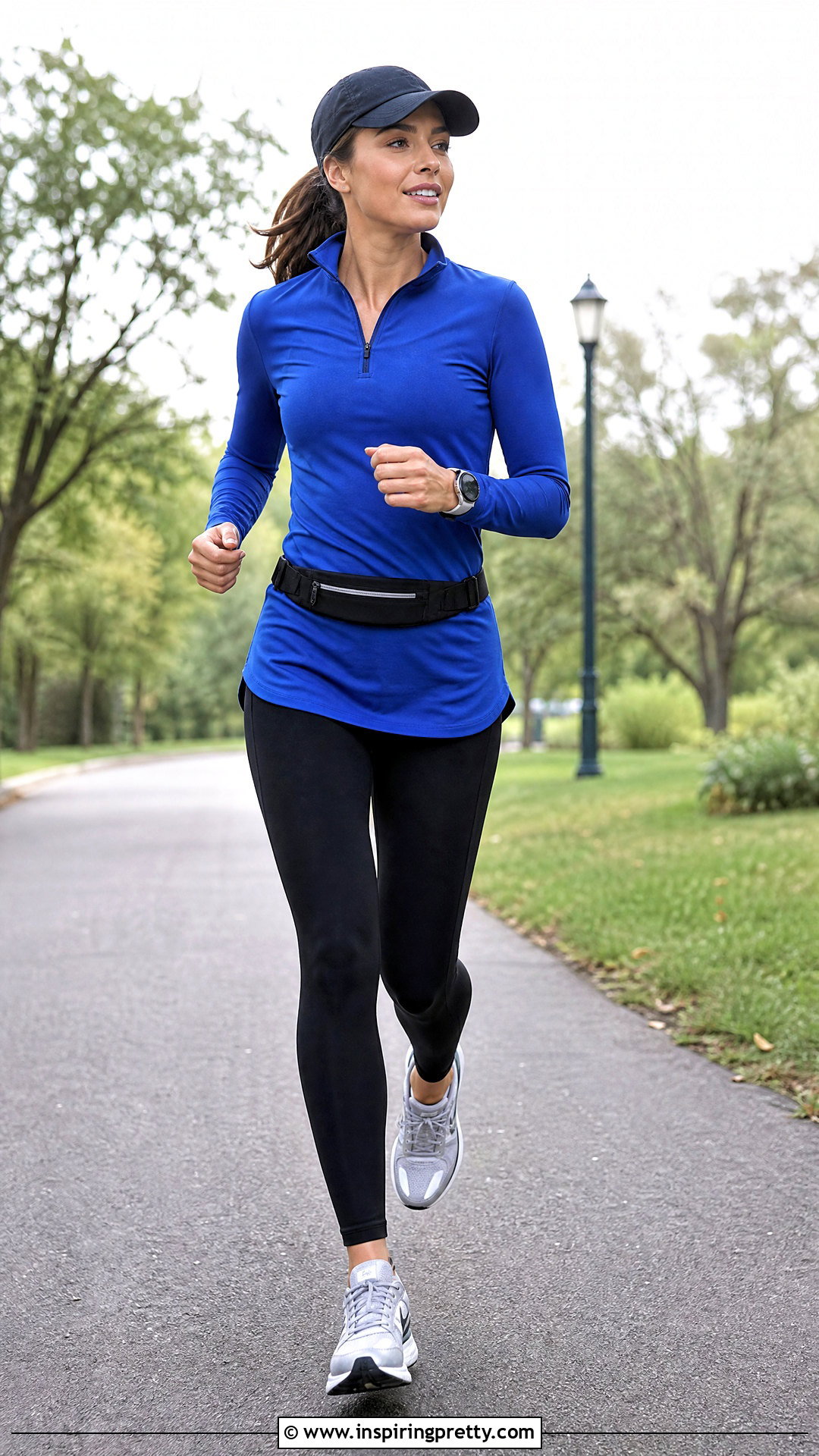Quarter Zip Long Workout Top With Running Tights - 25 Long Workout Tops outfit ideas
