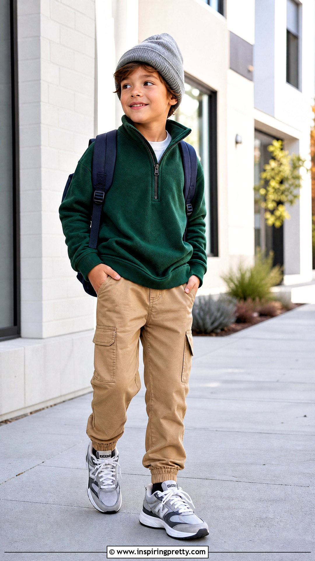 Quarter Zip Pullover With Cargo Joggers - 50 latest kids top designs