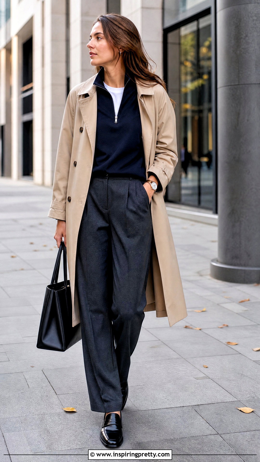 Quarter Zip Sweater With Pleated Trousers - 20 Stylish Tops For Fall Outfits