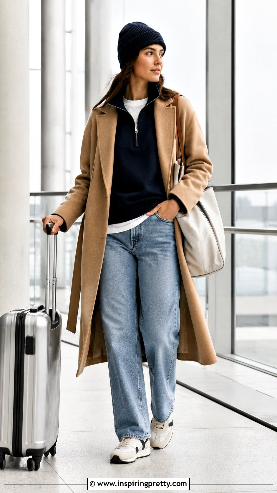 Quarter Zip Sweater With Relaxed Jeans - 50 cute winter tops outfit ideas