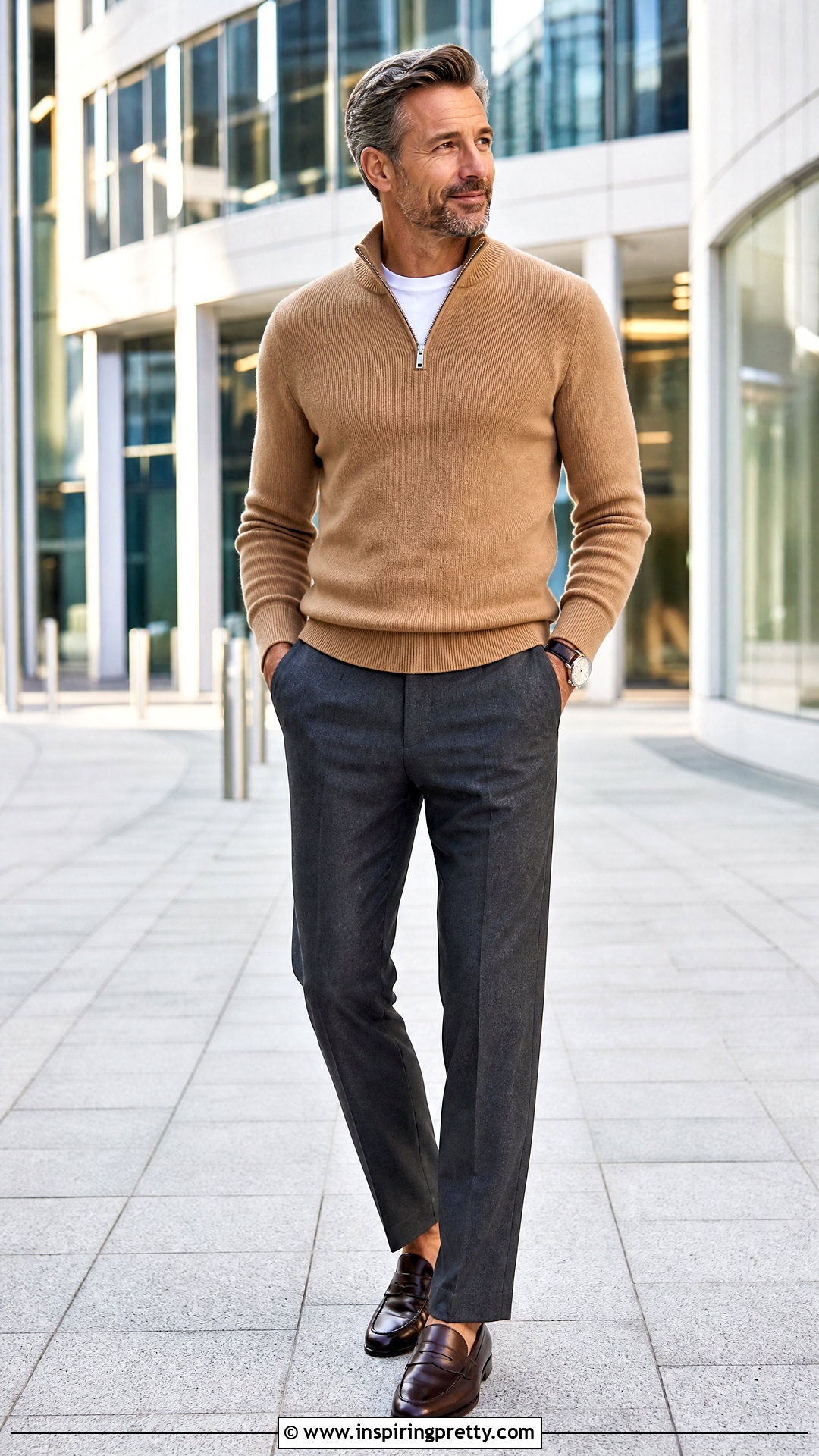 Quarter Zip Sweater With Tailored Pants - 20 Trendy Tops For Men's Wardrobe Ideas