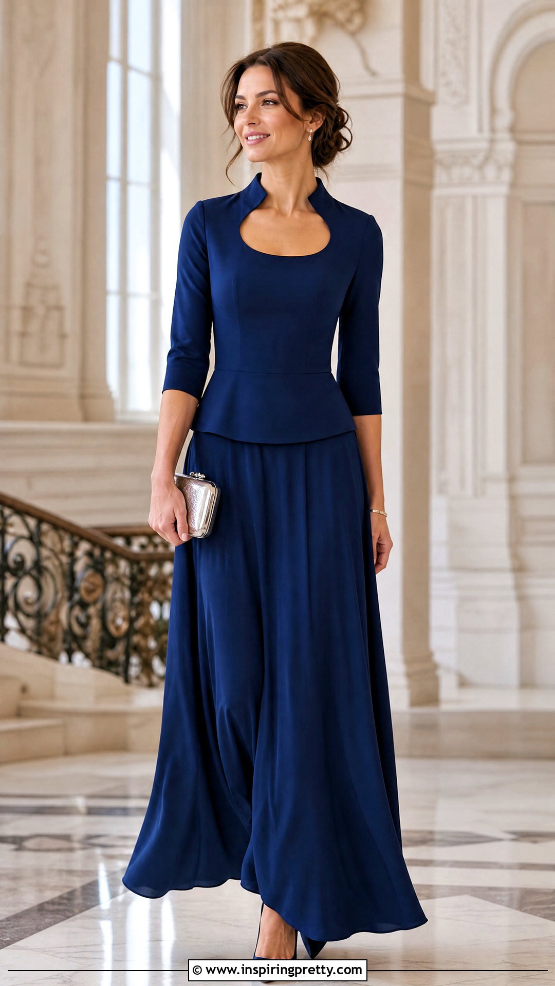 Queen Anne Neck Top With Maxi Skirt - 20 Womens Top Necklines
