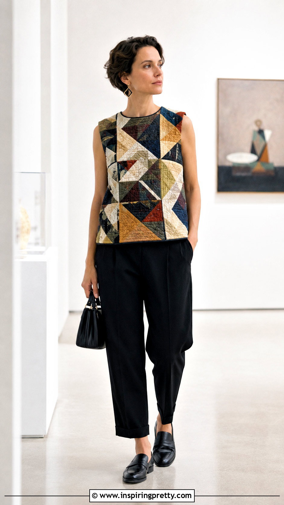 Quilted Top With Black Pants - 50 handmade tops outfit ideas