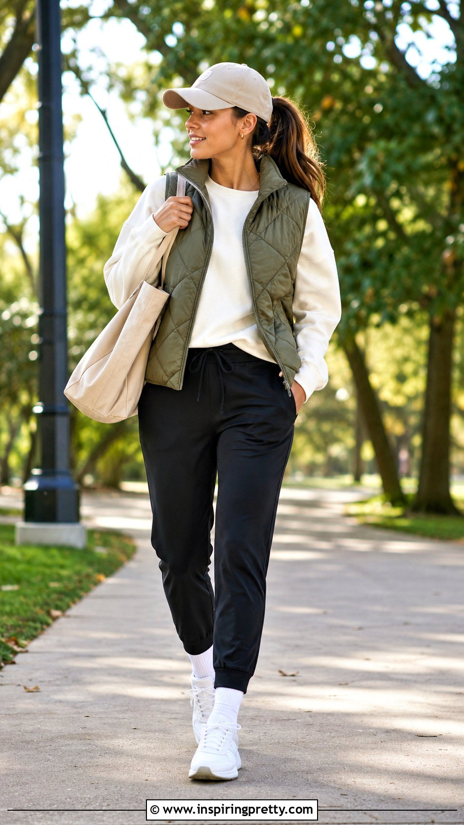 Quilted Vest Sweatshirt And Joggers Layering Outfit - 50 top layering ideas