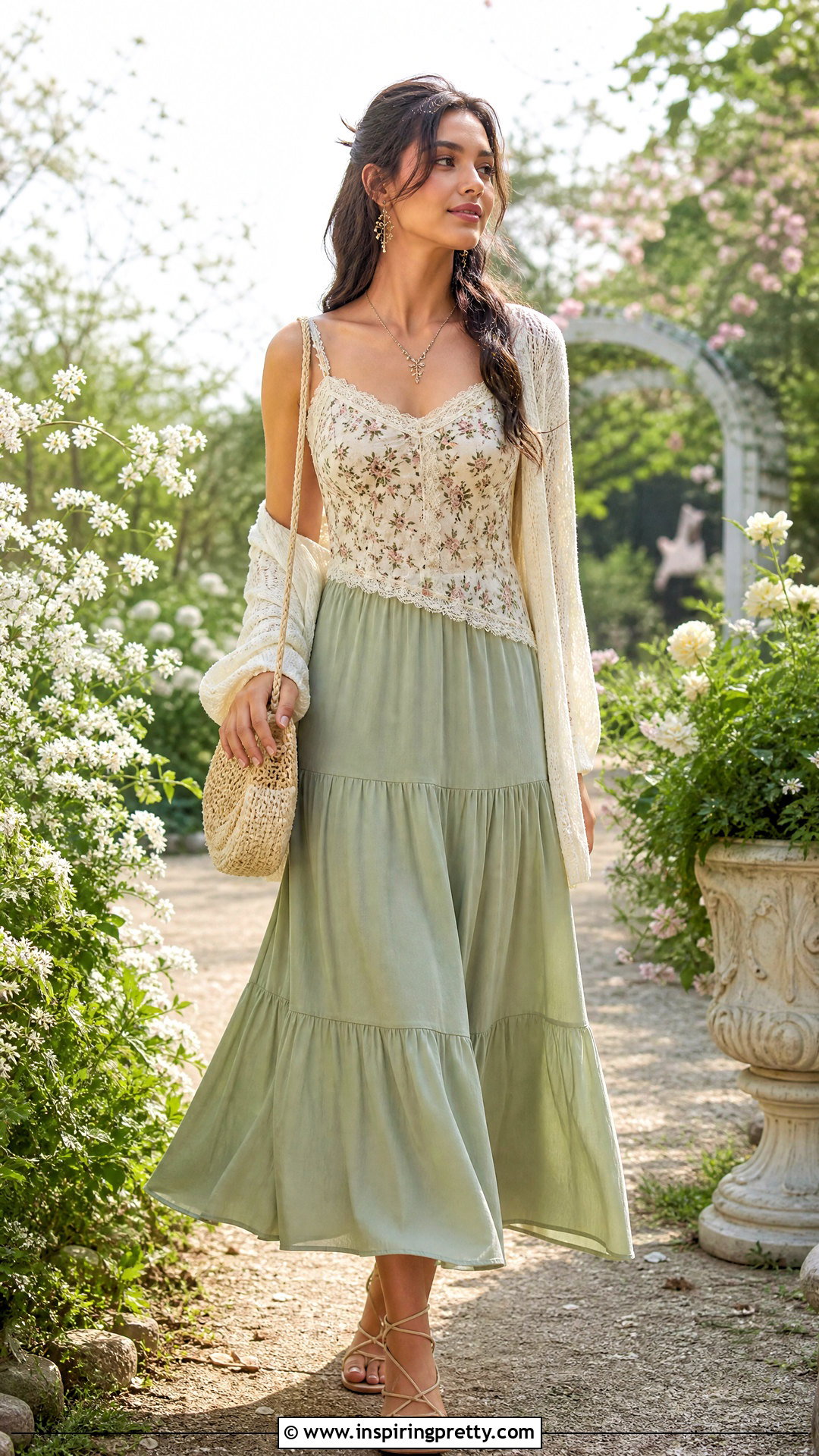 ROMWE Fairycore Tank Top With Tiered Skirt - 20 romwe tank tops outfit ideas