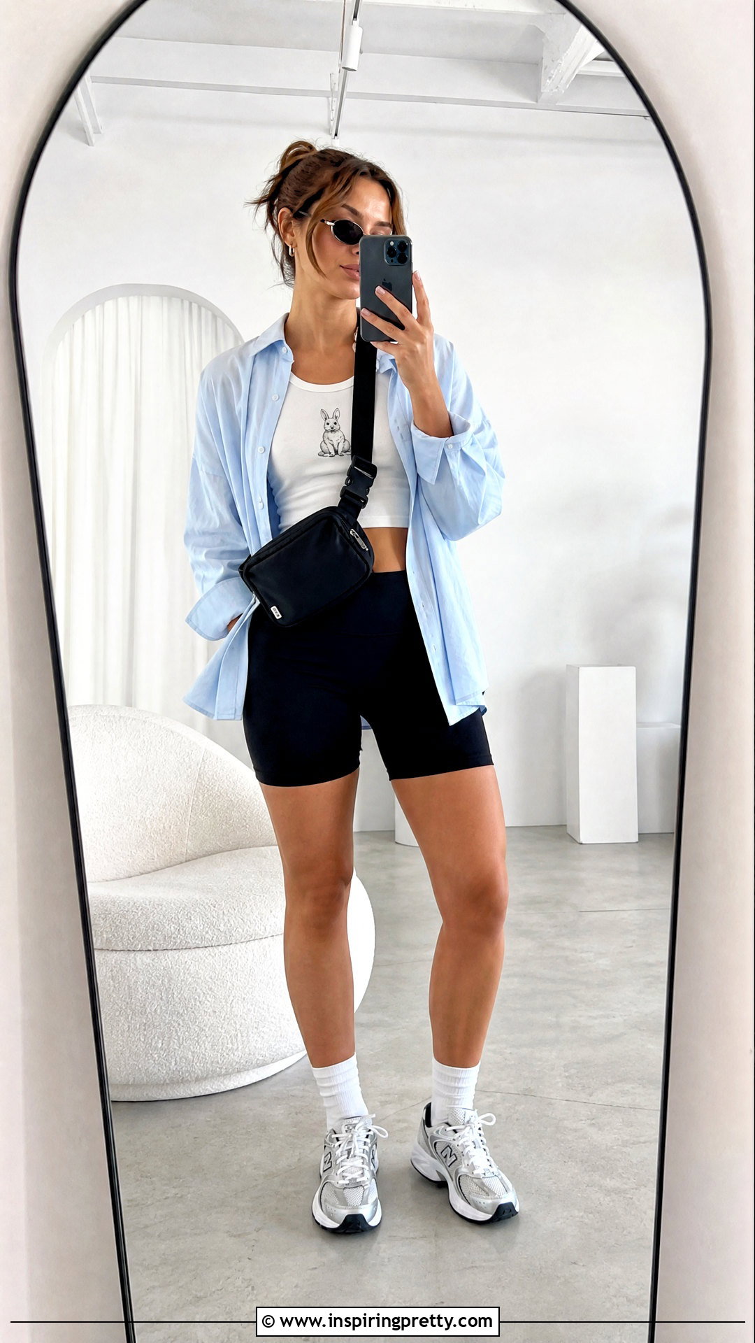 Rabbit Tank Top With Biker Shorts And Oversized Shirt - 20 rabbit tank top outfit ideas