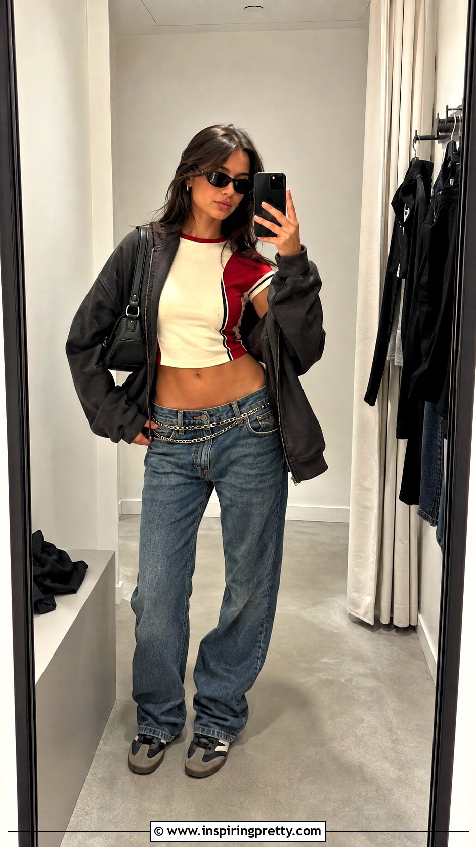 Race Car Crop Top With Low Rise Jeans - 25 Race Car Crop Top outfit ideas