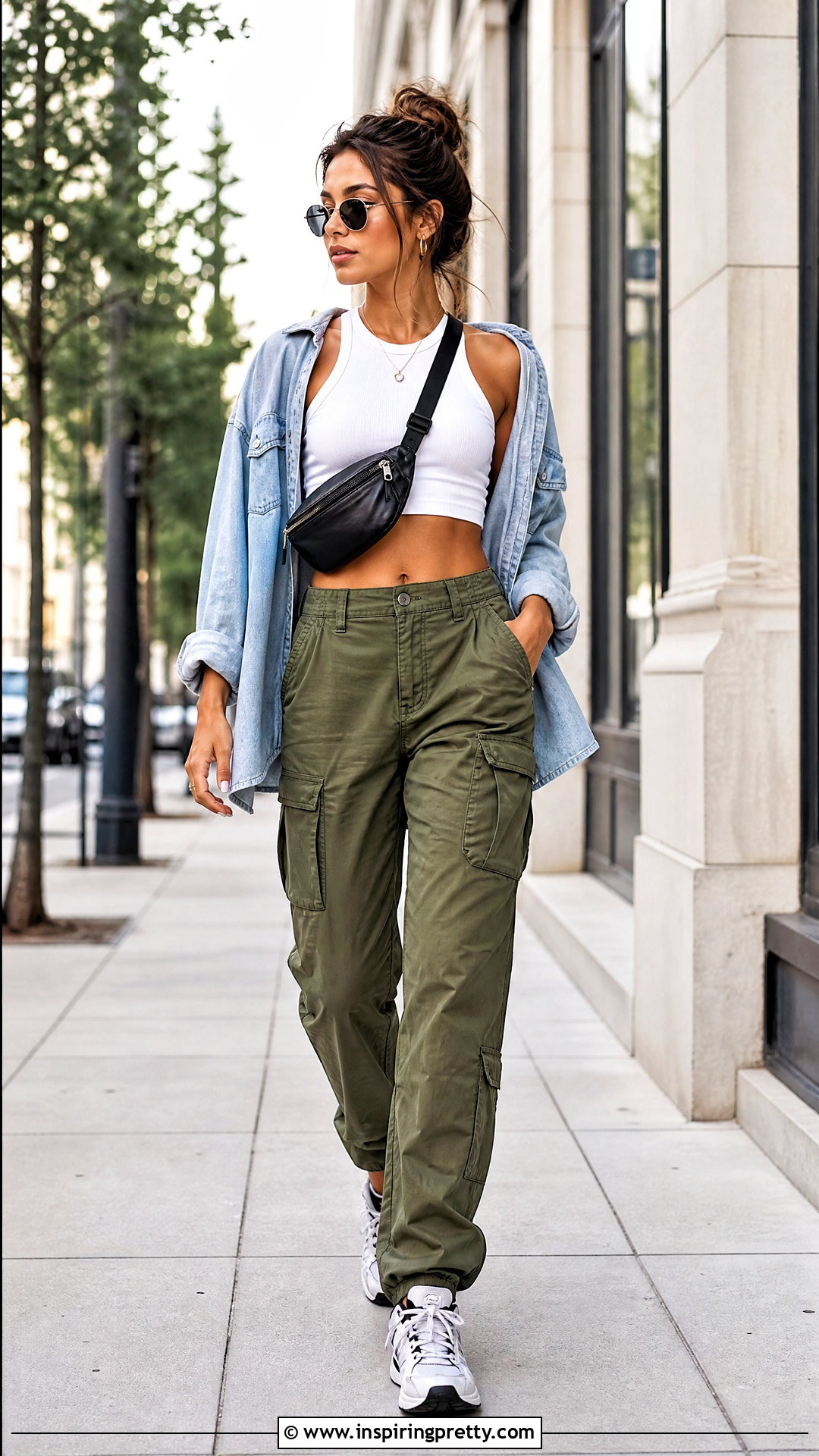 Racerback Crop Tank Top With Cargo Pants - 50 Crop Tank Top outfit ideas