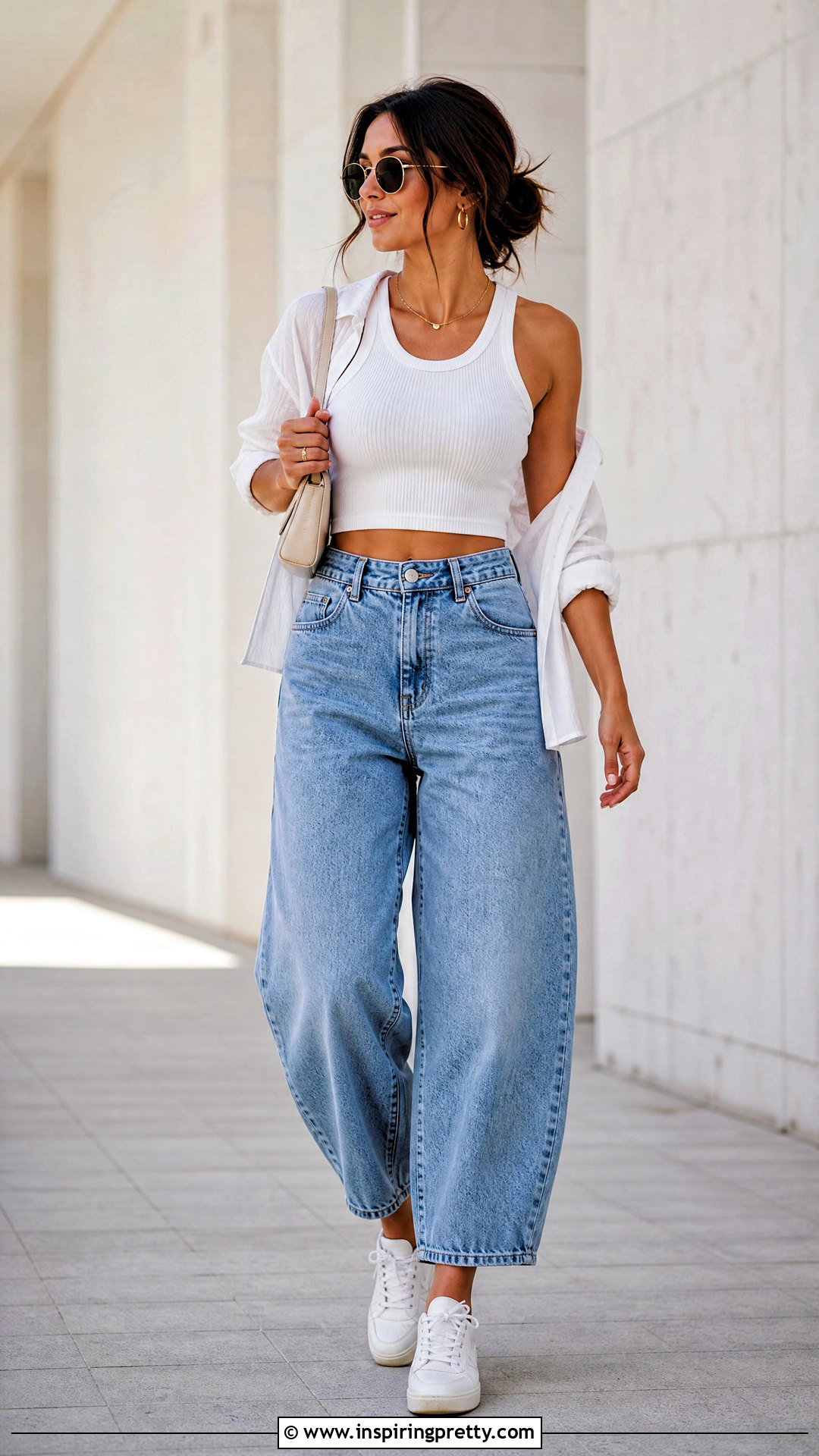 Racerback Crop Top With Barrel Jeans - 50 crop top jeans