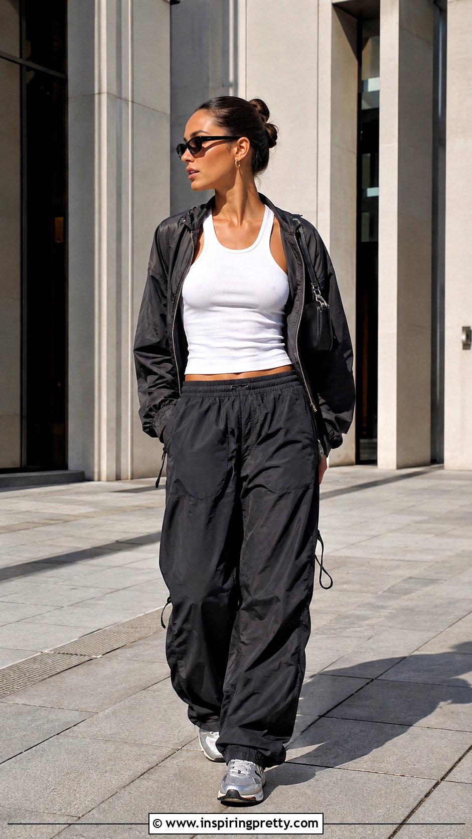 Racerback Singlet Top With Parachute Pants - 50 singlet tops outfit ideas