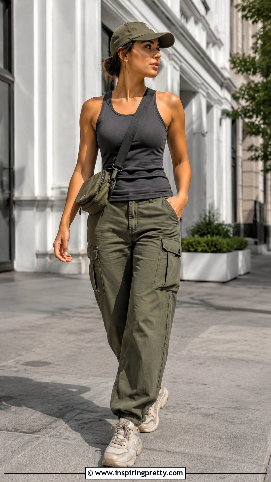 Racerback Tank Top With Cargo Pants - 50 tank tops women