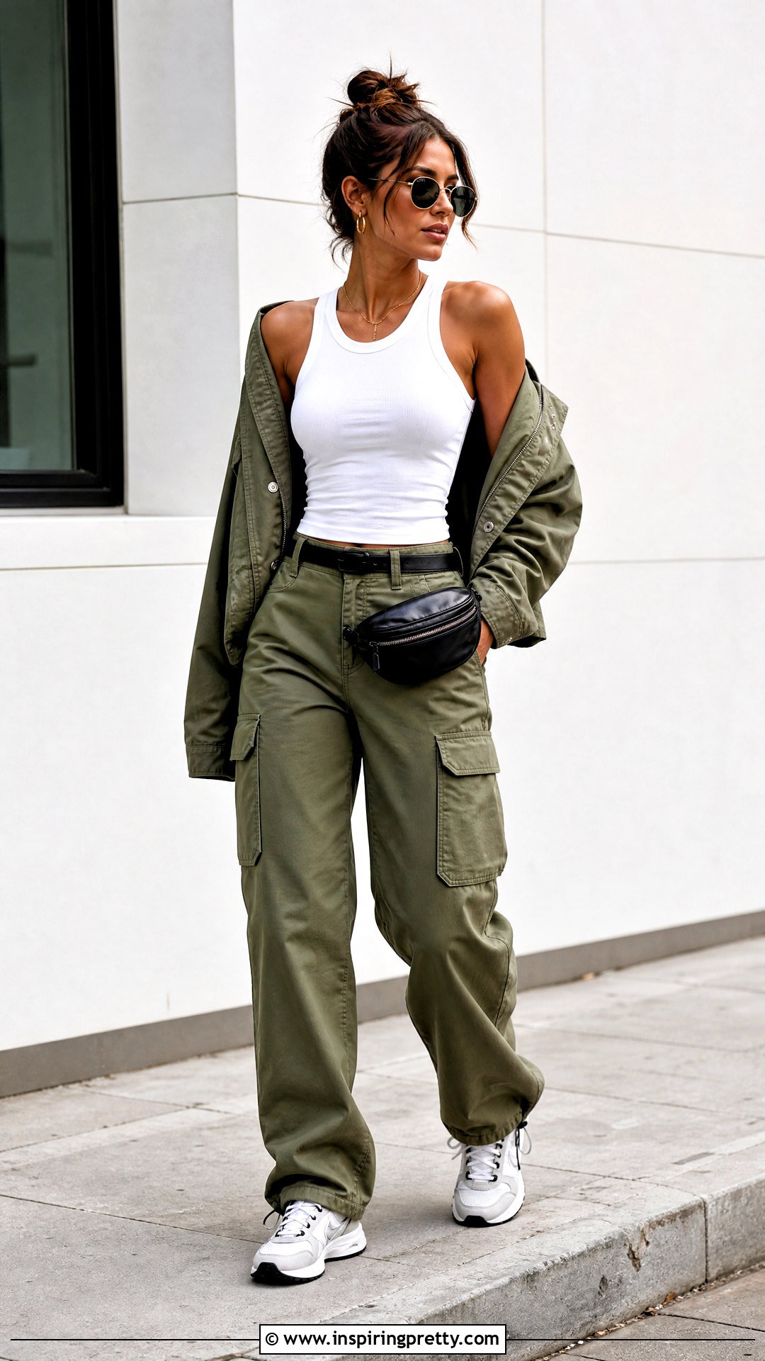 Racerback Tank Top With Cargo Pants - 50 tops for women