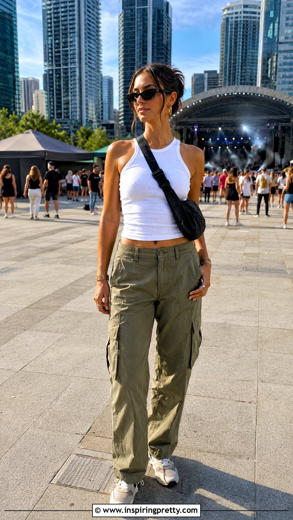 Racerback Top With Cargo Pants - 20 racerback summer top outfit ideas
