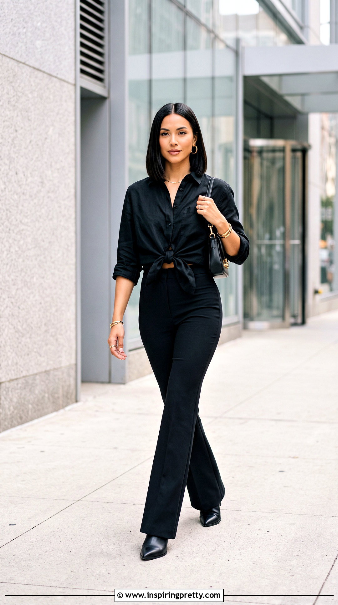 Rachel Green Black Knotted Shirt And Trousers Outfit - 20 rachel green usa top outfit ideas