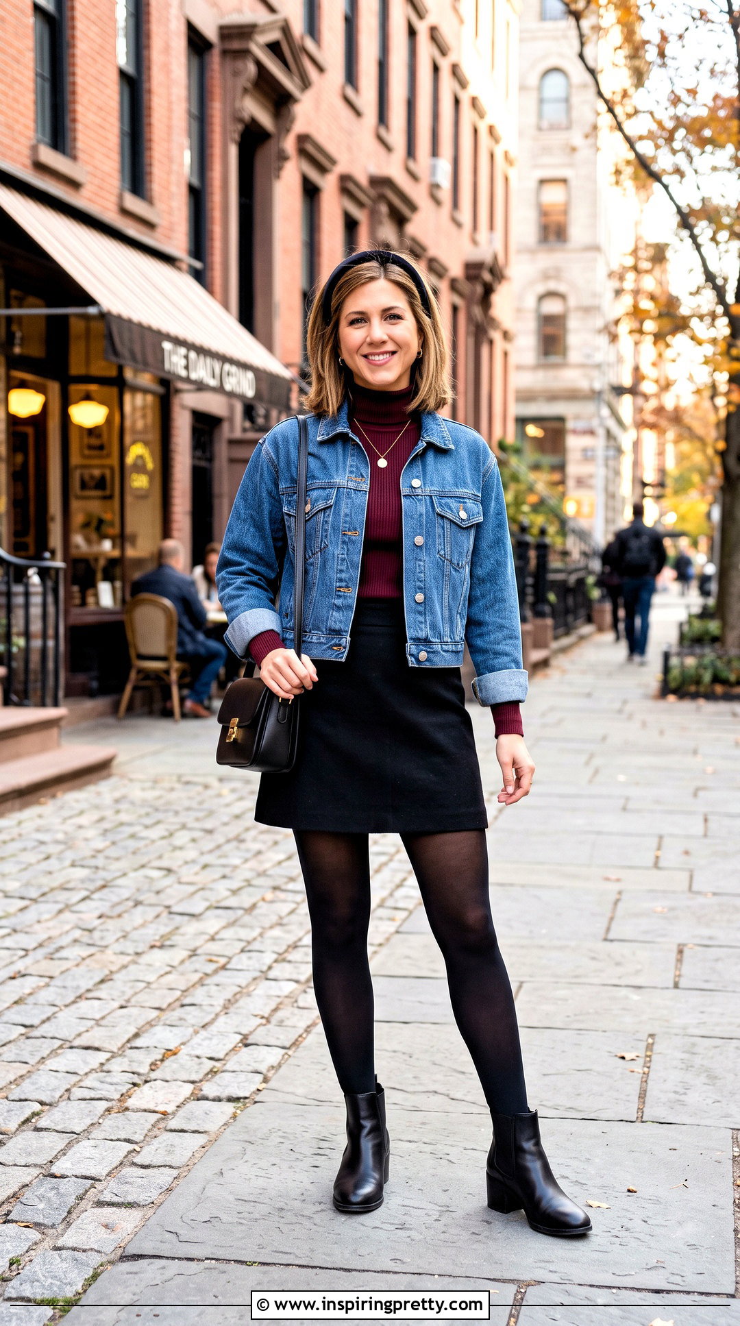 Rachel Green Black Mini Skirt And Tights Outfit - 20 rachel green usa top outfit ideas