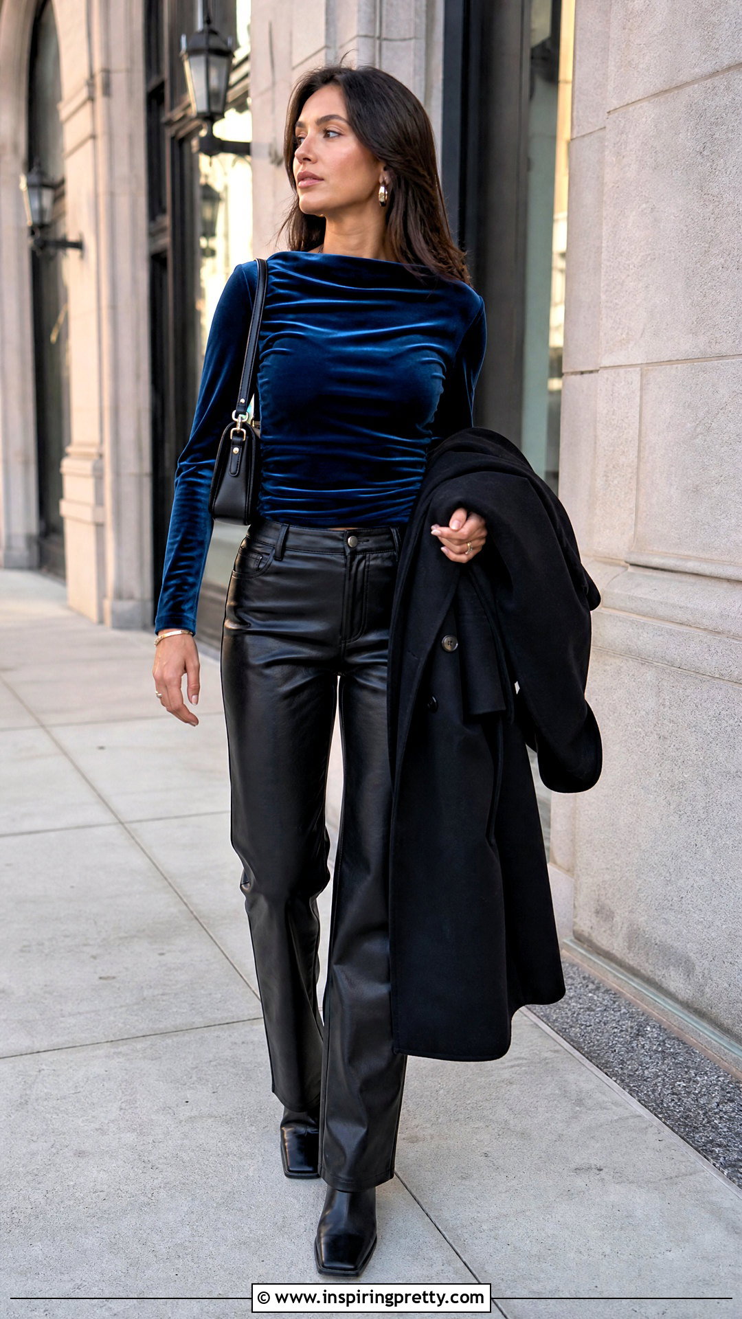 Rachel Green Blue Velvet Top With Leather Pants - 20 rachel green blue velvet top outfit ideas