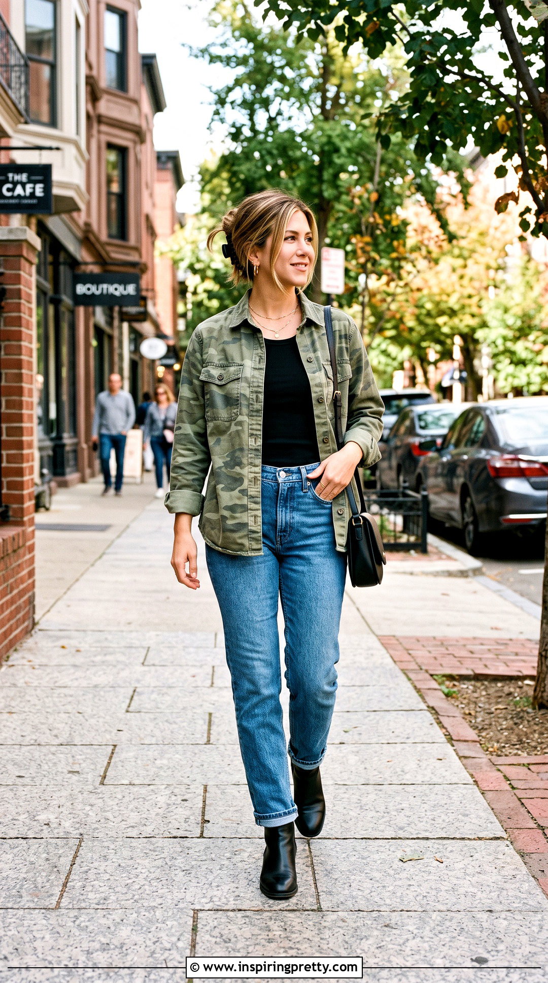 Rachel Green Camo Shirt And Jeans Outfit - 20 rachel green usa top outfit ideas