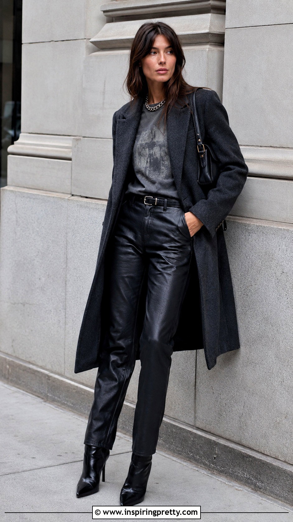 Rag and Bone Graphic T Shirt With Leather Pants - 20 rag and bone tops outfit ideas