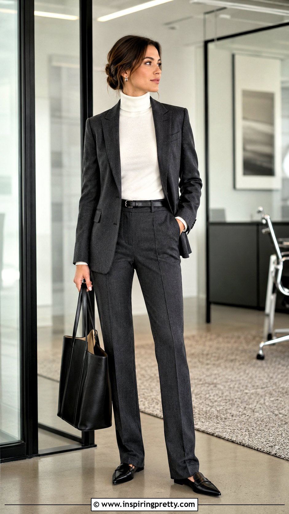 Rag and Bone Turtleneck With Blazer And Trousers - 20 rag and bone tops outfit ideas