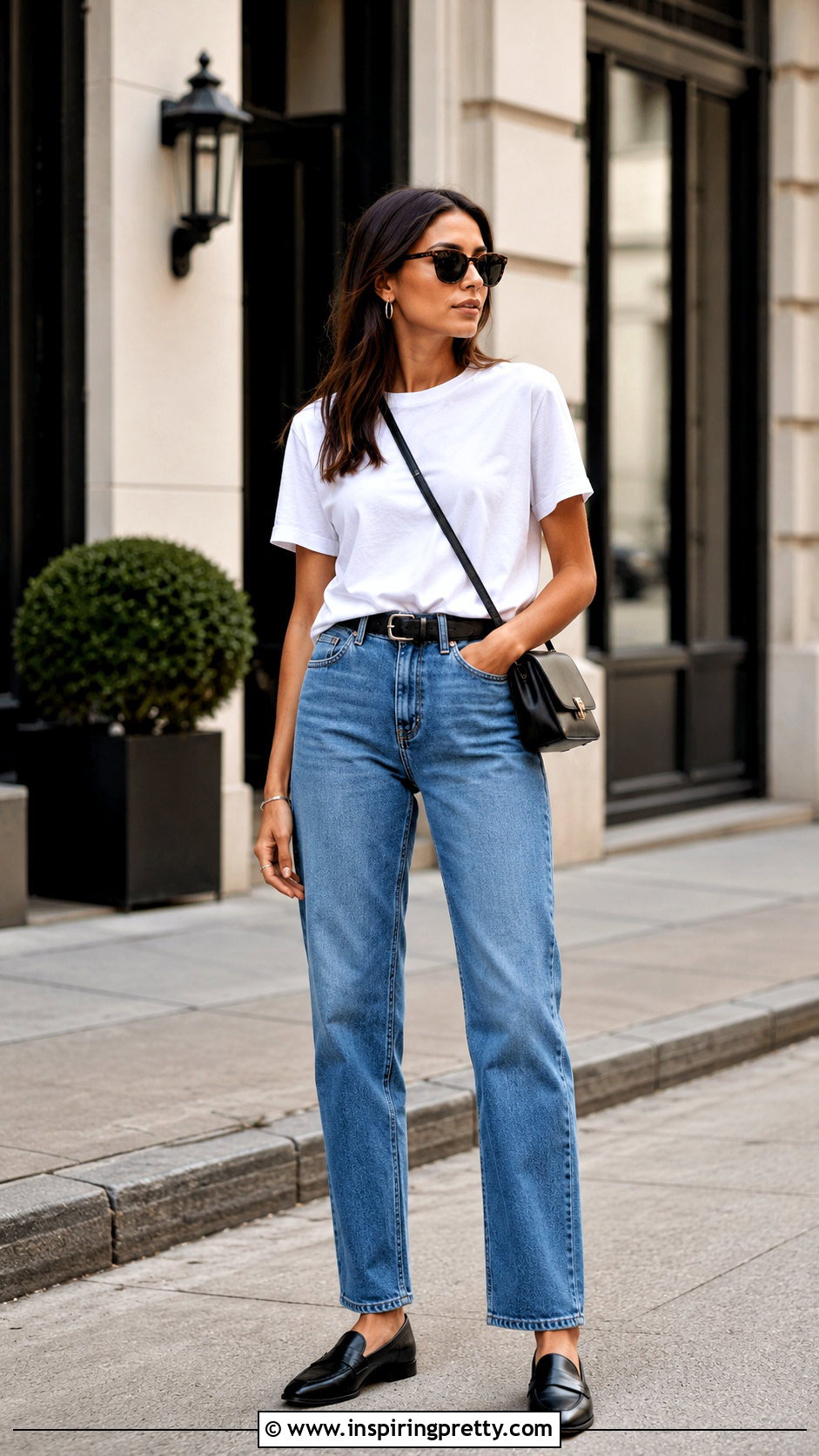 Rag and Bone White T Shirt With Straight Leg Jeans - 20 rag and bone tops outfit ideas