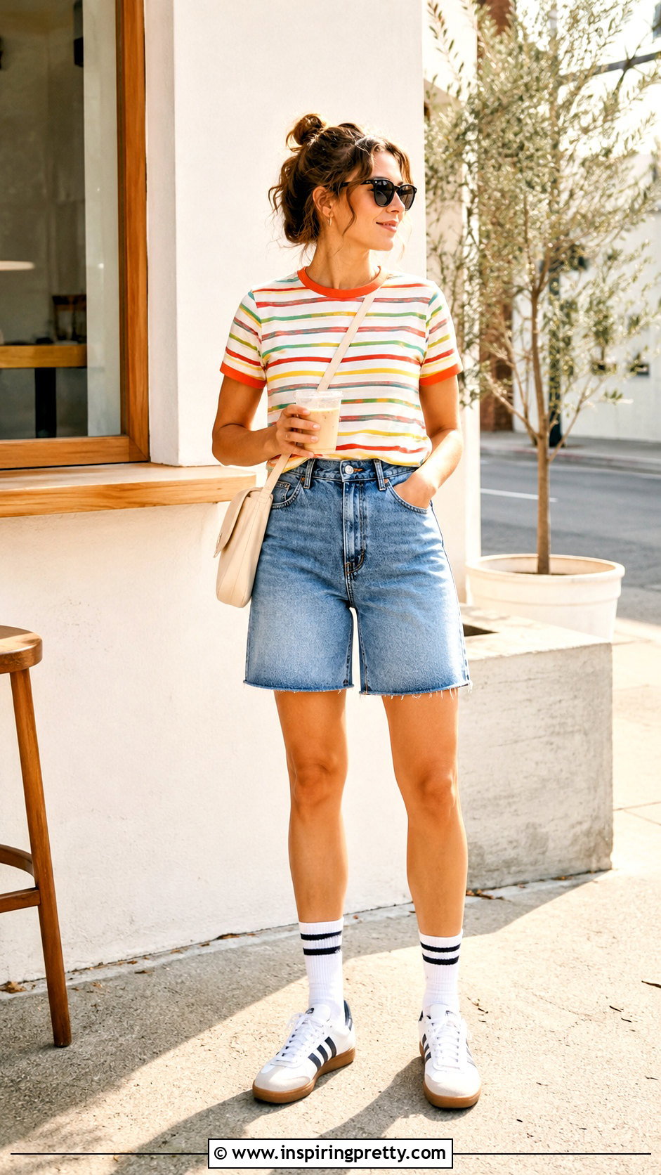 Ragged Priest Ringer Tee With Denim Shorts - 20 Ragged Priest Top outfit ideas