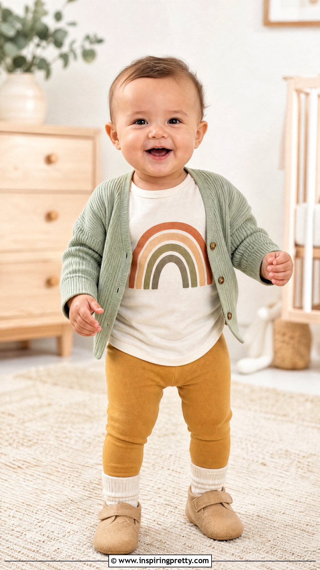 Rainbow Baby Top With Mustard Leggings - 50 baby tops designs