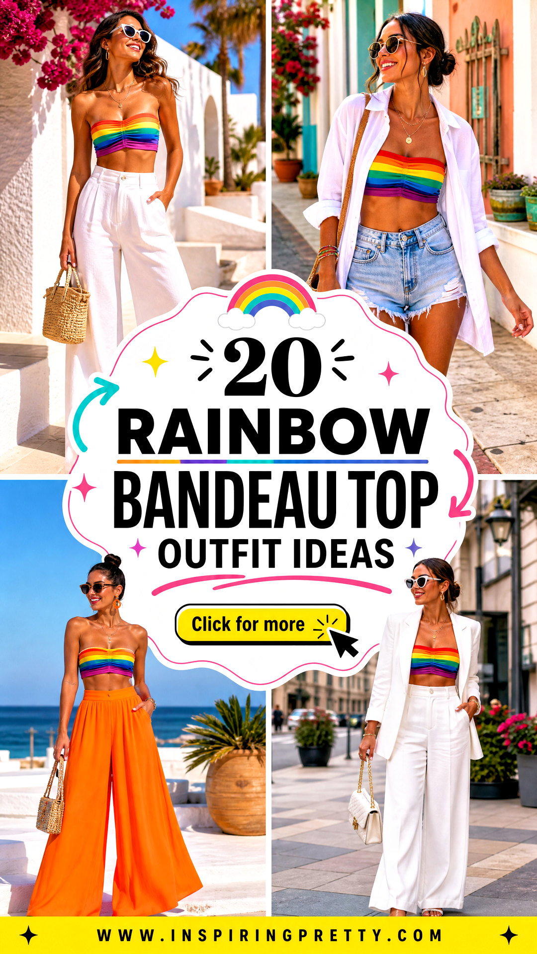 20 Rainbow Bandeau Top Outfit Ideas for Vibrant Summer Style - 20 Rainbow Bandeau Top Outfit Ideas for Vibrant Summer Style