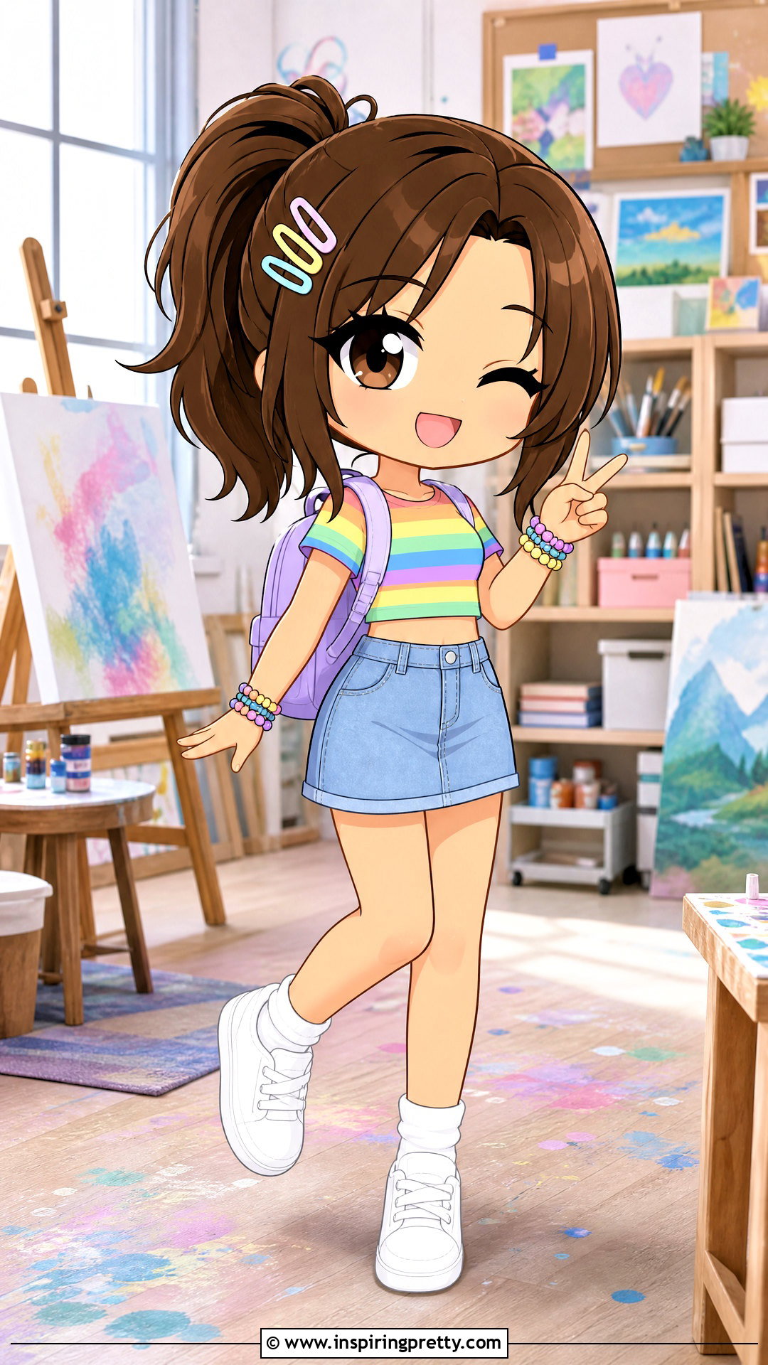 Rainbow Crop Top And Denim Skirt Outfit - 25 gacha life crop top outfit ideas