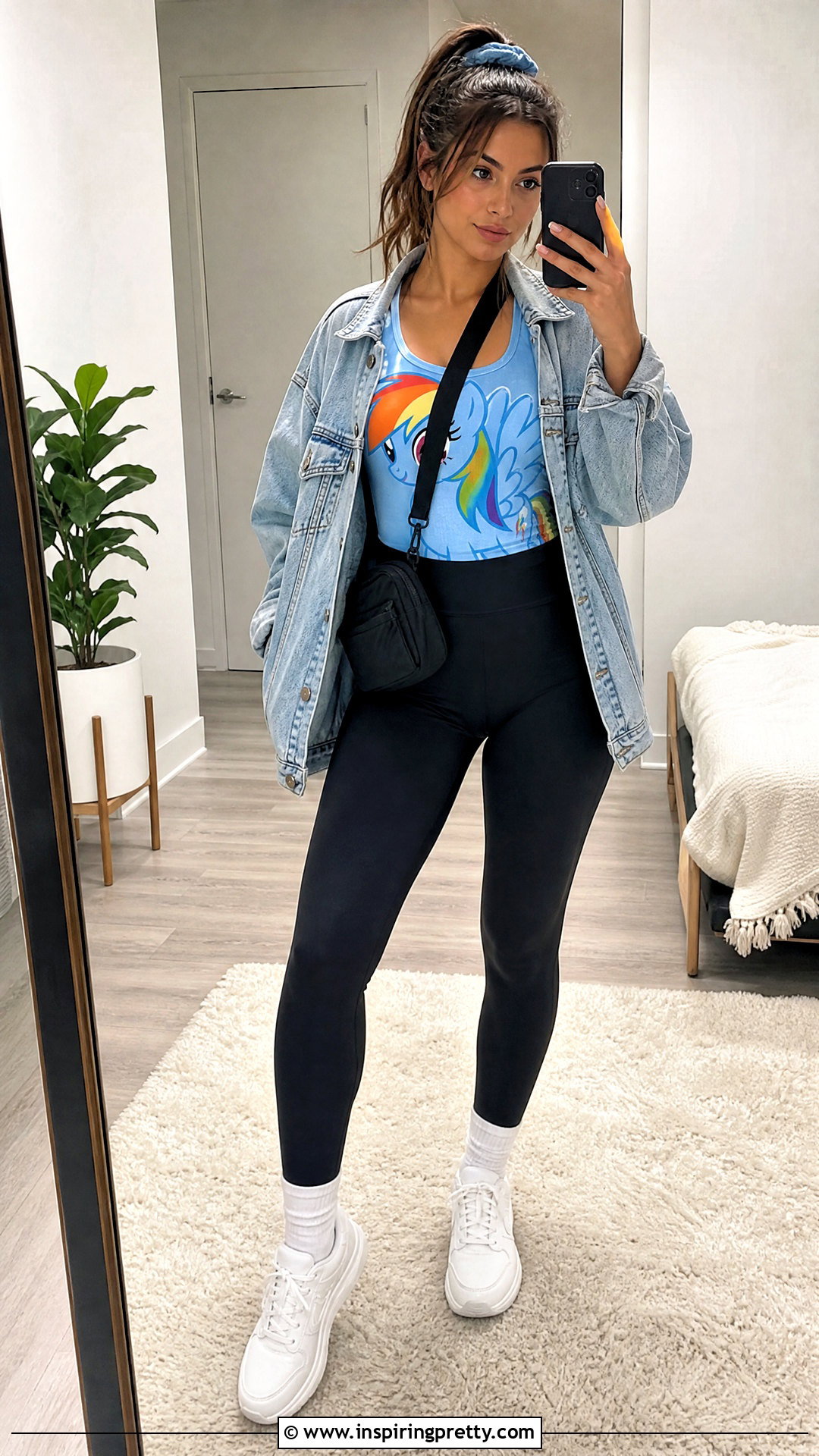 Rainbow Dash Tank Top With Denim Jacket And Leggings - 25 rainbow dash tank top outfit ideas