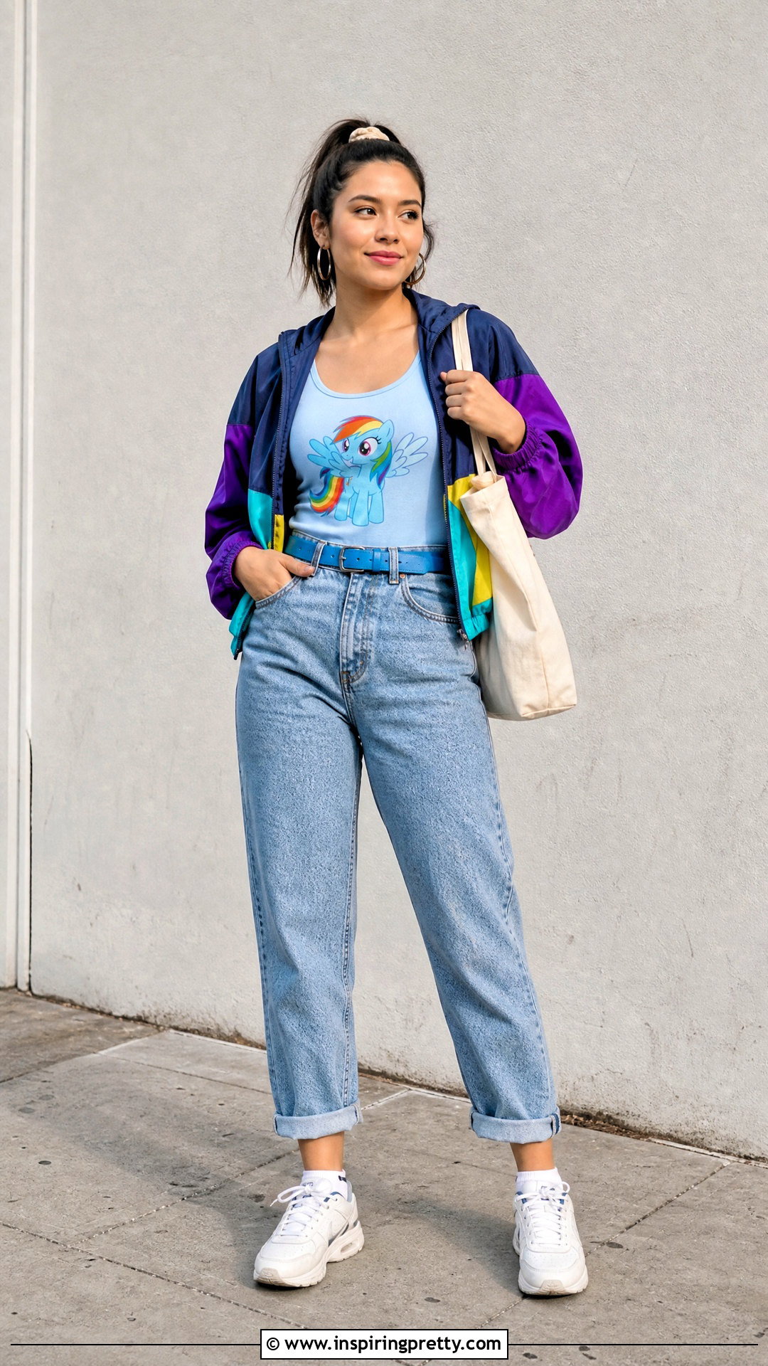 Rainbow Dash Tank Top With High Waisted Mom Jeans - 25 rainbow dash tank top outfit ideas