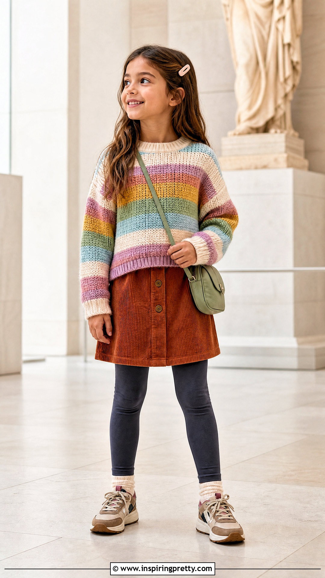 Rainbow Knit Sweater With Corduroy Skirt - 50 latest kids top designs