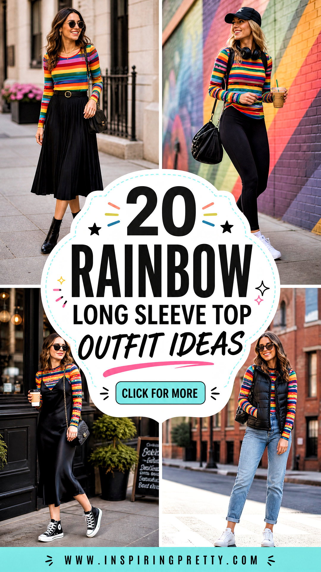 20 Rainbow Long Sleeve Top Outfit Ideas for Everyday Style - 20 Rainbow Long Sleeve Top Outfit Ideas for Everyday Style