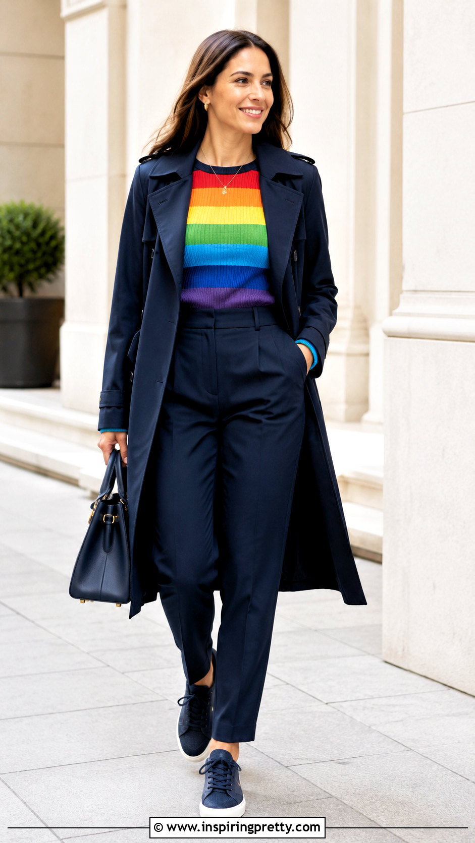 Rainbow Long Sleeve Top With A Monochrome Outfit - 20 rainbow long sleeve top outfit ideas