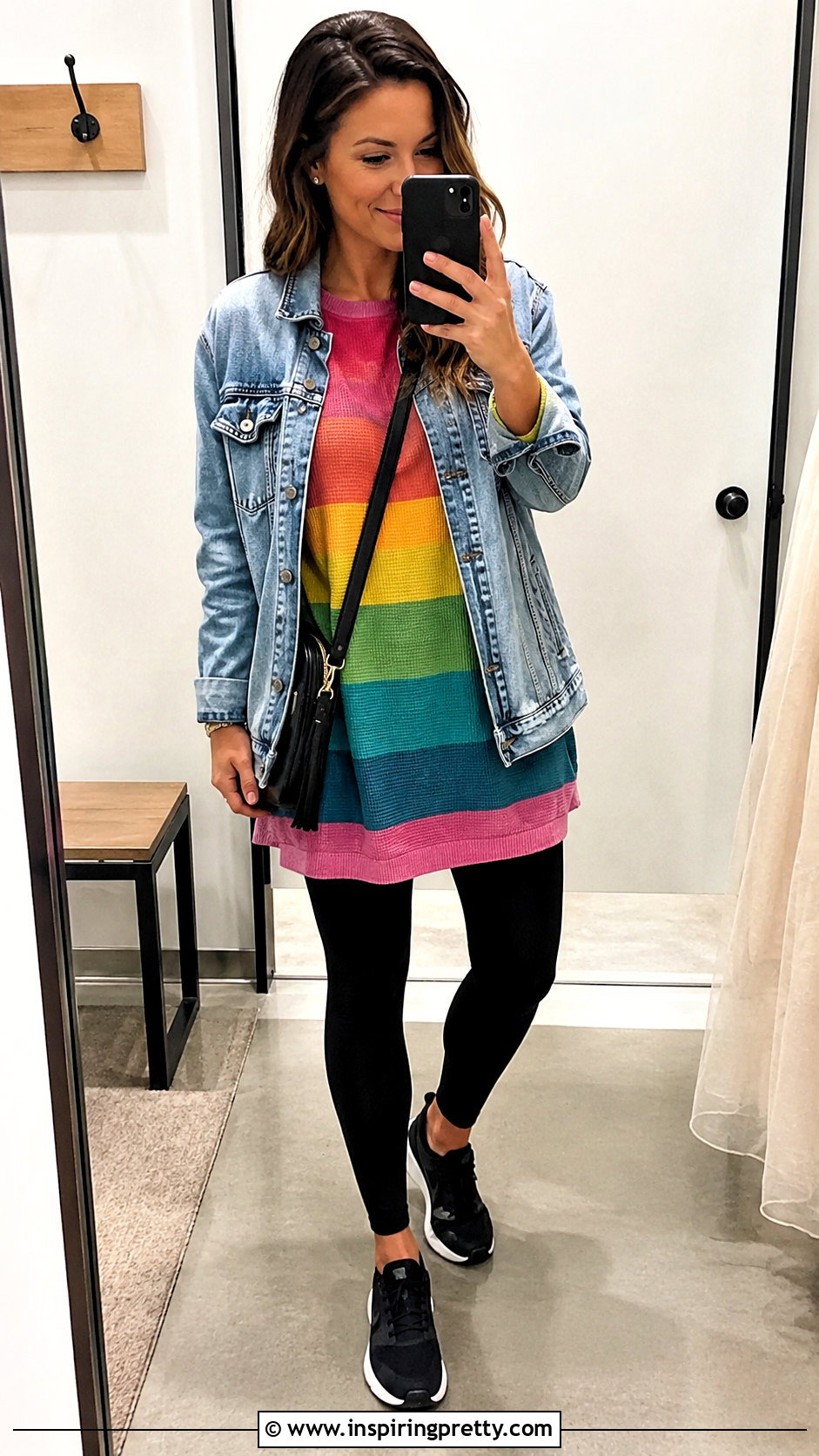 Rainbow Long Sleeve Top With Leggings - 20 rainbow long sleeve top outfit ideas