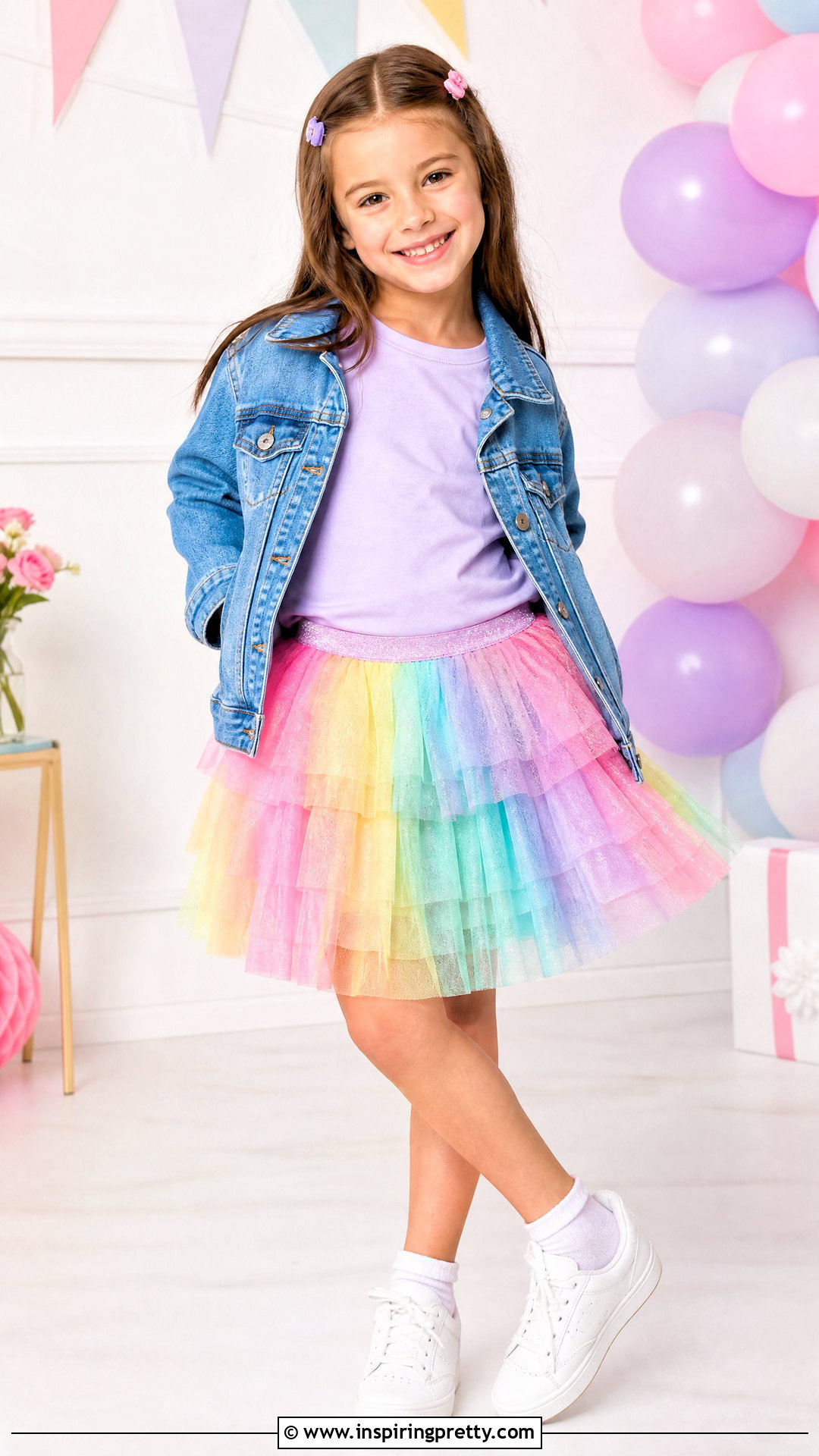 Rainbow Skirt With Pastel T Shirt - 50 kids skirt top designs