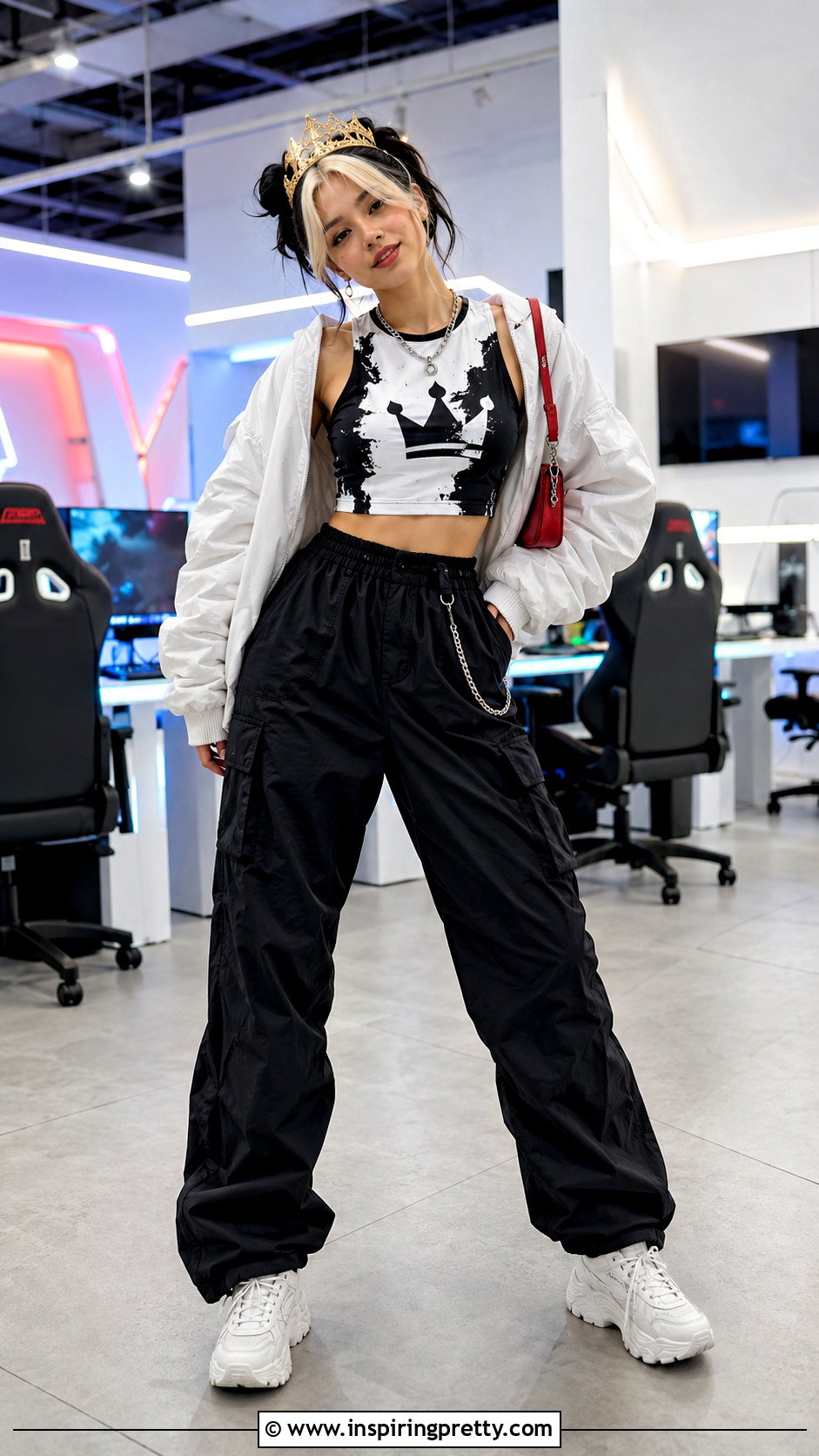 Ranboo Graphic Crop Top With Parachute Pants - 20 ranboo in a crop top outfit ideas