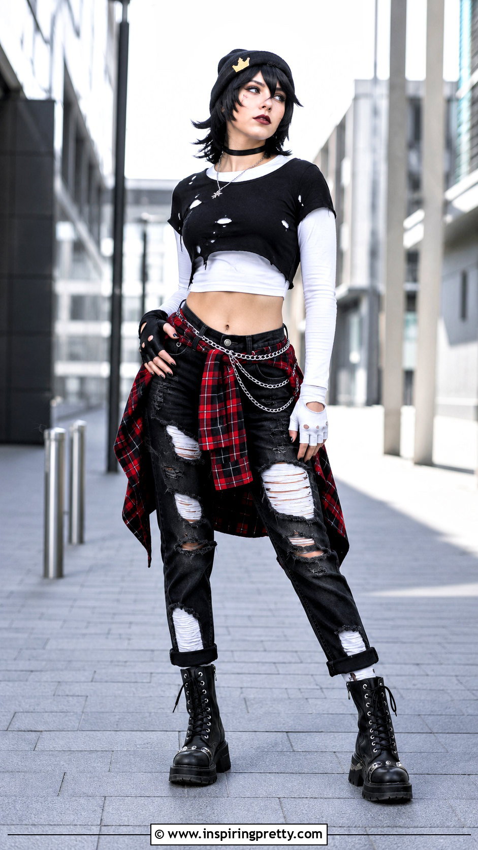 Ranboo Punk Crop Top With Ripped Jeans - 20 ranboo in a crop top outfit ideas