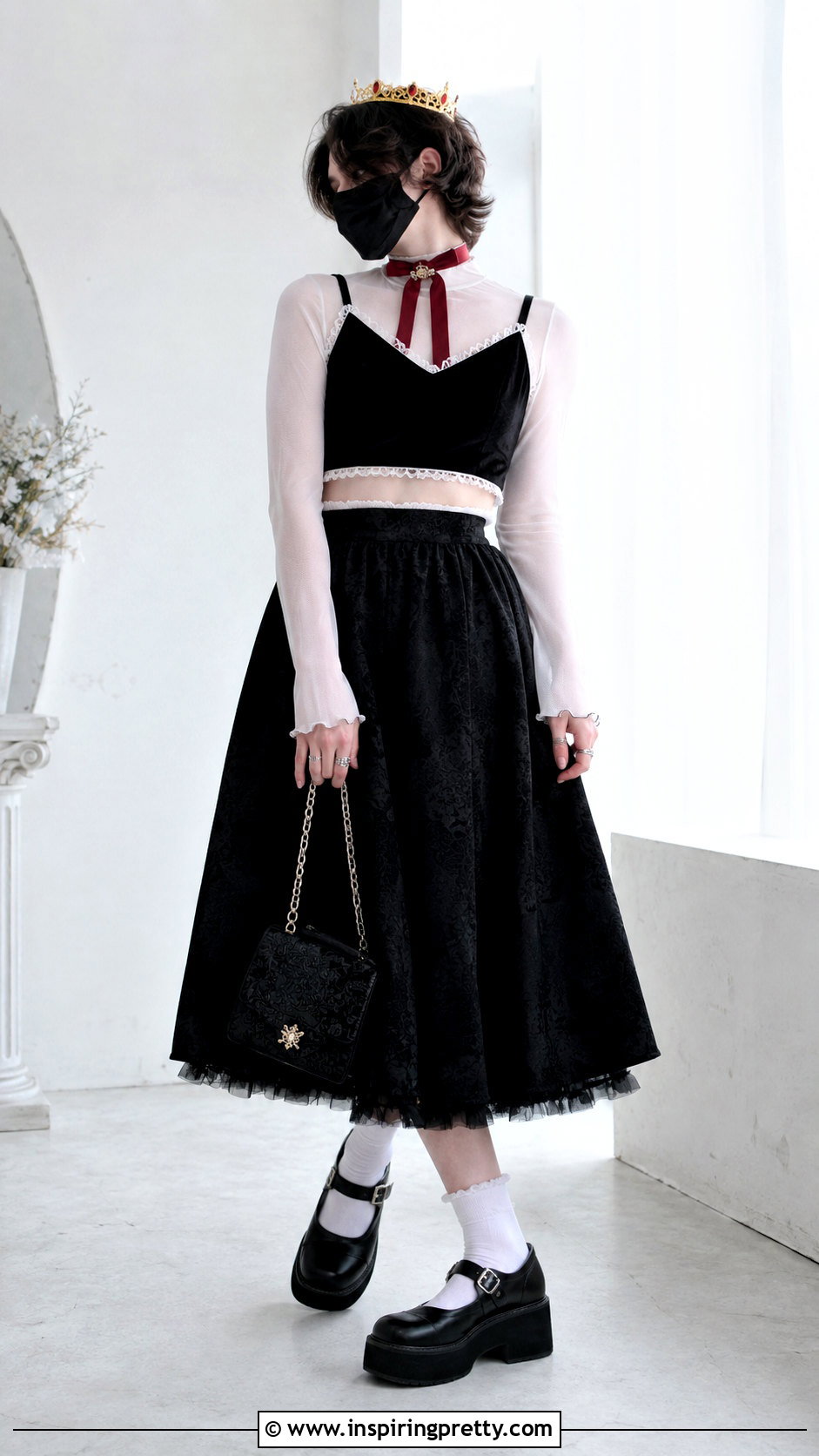 Ranboo Soft Goth Crop Top With Midi Skirt - 20 ranboo in a crop top outfit ideas